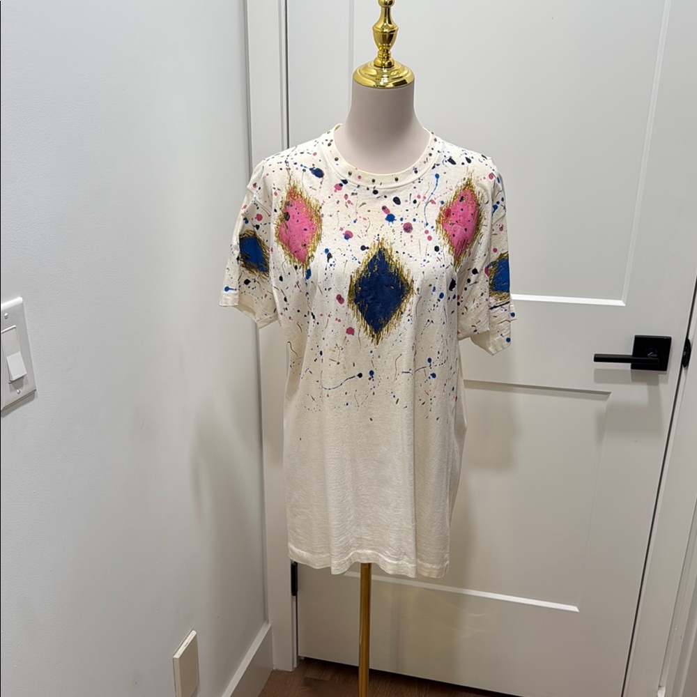Vintage handmade 80’s puff paint/ Artistic Splatter T-Shirt